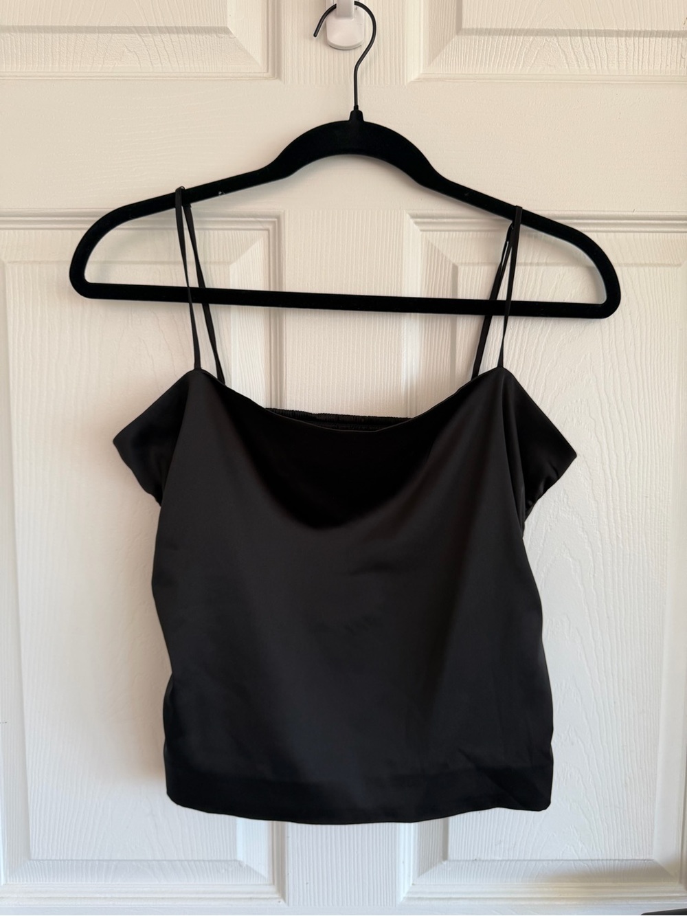 Aritzia Black Satin Cowl Neck Spaghetti Strap Top